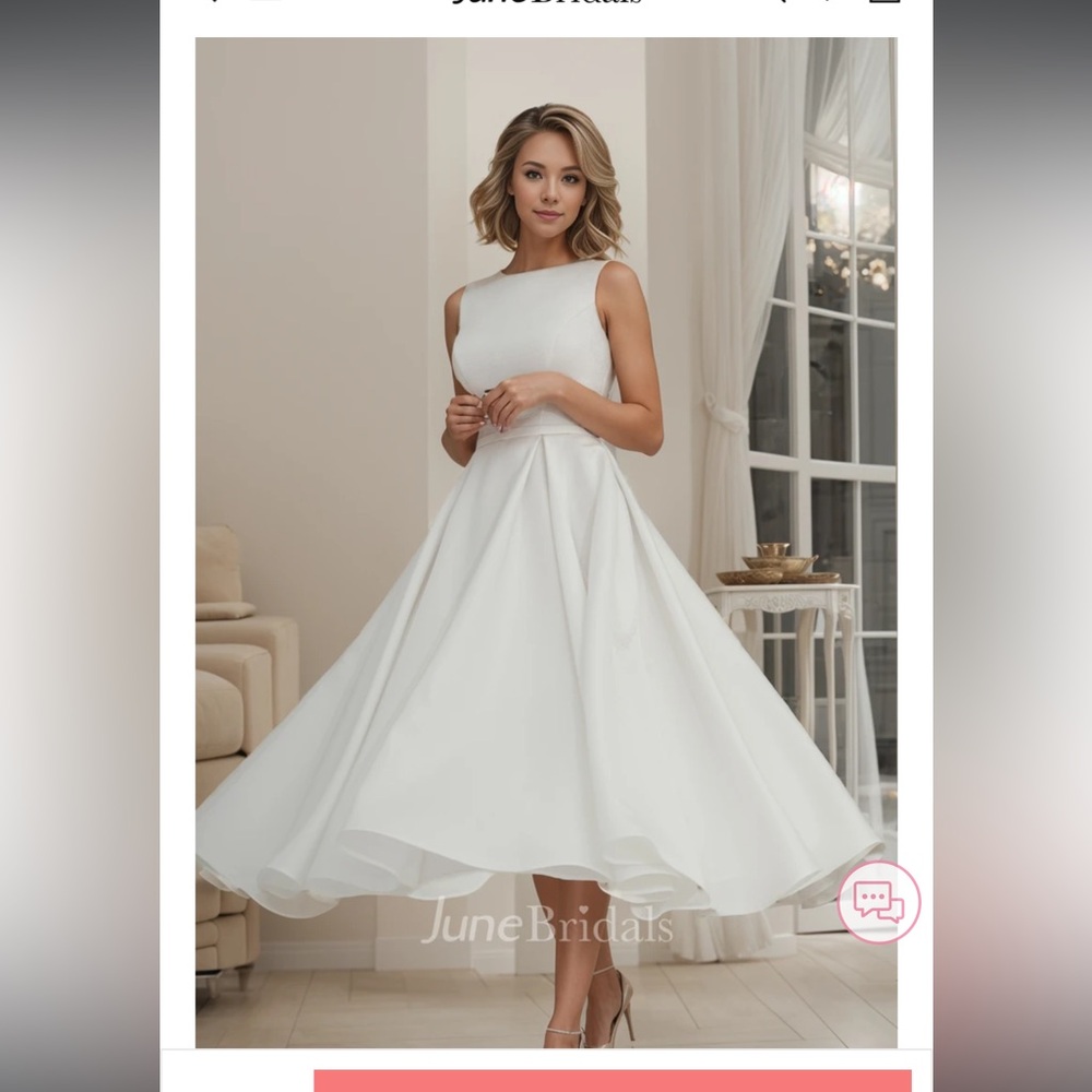 Vintage Style A-Line Midi Wedding Dress